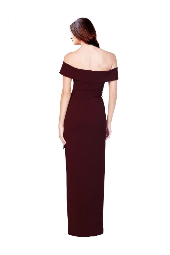 Discount Sleeveless Burgundy Gold Low Back Mermaid Off the Shoulder Prom Dress Canada