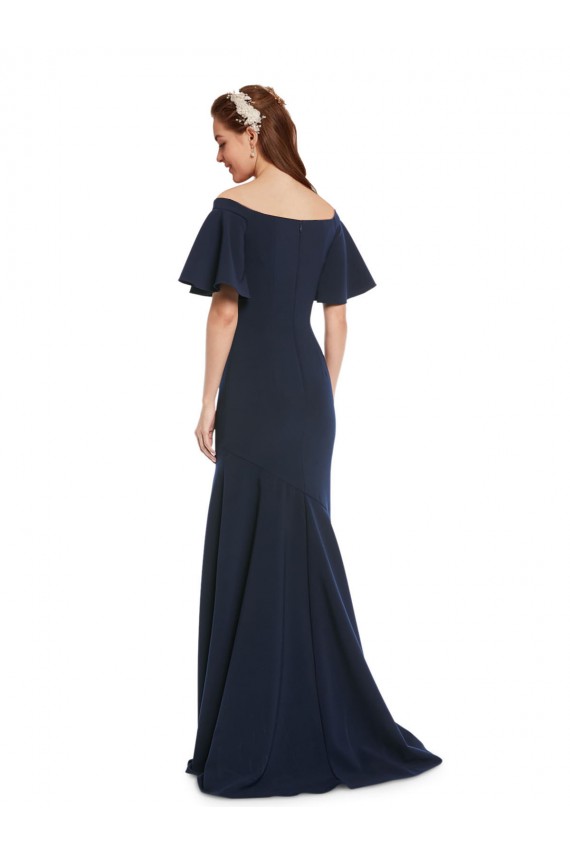 Discount Short Sleeves Dark Navy Mermaid Off the Shoulder Prom Dress Canada