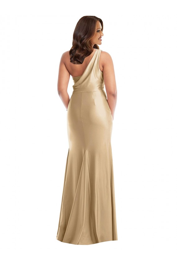 Discount Sleeveless Soft Gold Mermaid One Shoulder Plus Size Formal Prom Dress Canada