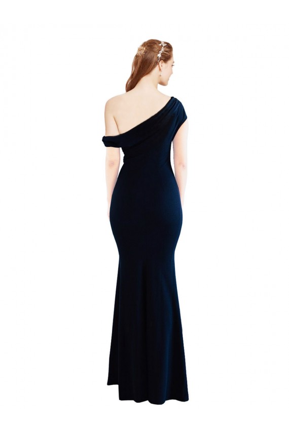 Discount Sleeveless Dark Navy Mermaid One Shoulder Prom Dress Canada