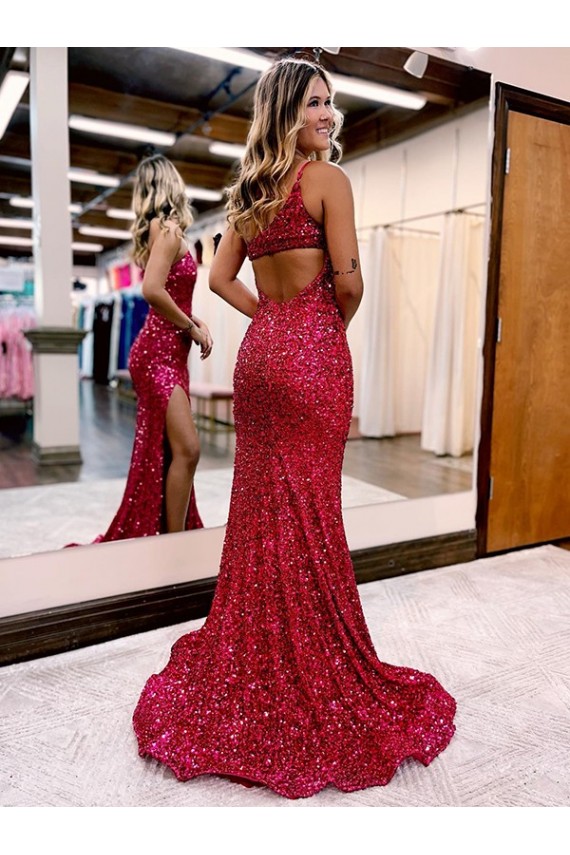 Discount Sleeveless Burgundy Mermaid One Shoulder Prom Dress Canada