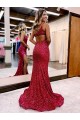Discount Sleeveless Burgundy Mermaid One Shoulder Prom Dress Canada