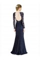 Discount Long Sleeves Dark Navy Keyhole Back Mermaid Sweetheart Prom Dress Canada