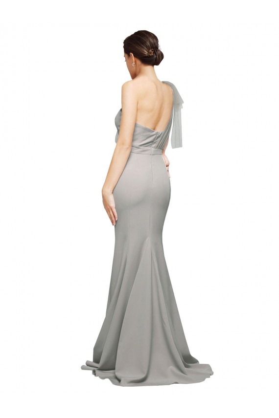 Discount Sleeveless Oyster Silver Low Back Mermaid One Shoulder Prom Dress Canada