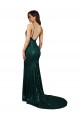 Discount Sleeveless Dark Green Low Back Mermaid V-Neck Prom Dress Canada
