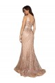 Discount Sleeveless Rose Gold V-Back Mermaid V-Neck Plus Size Formal Prom Dress Canada