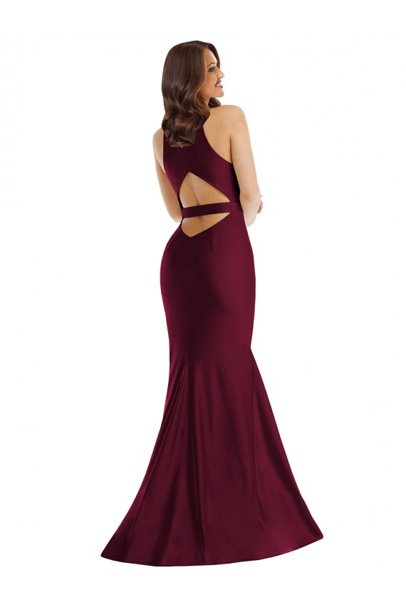 Discount Sleeveless Burgundy Open Back Mermaid V-Neck Plus Size Formal Prom Dress Canada