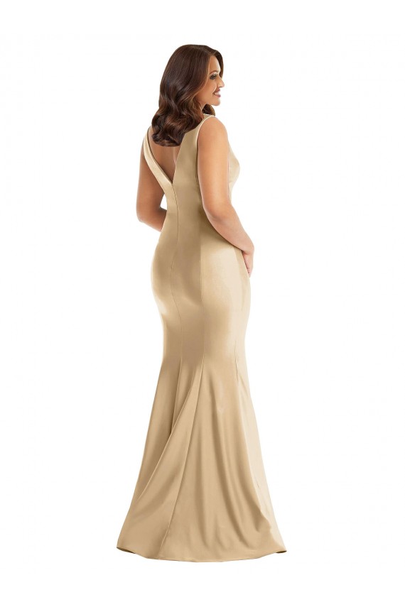 Discount Sleeveless Soft Gold V-Back Mermaid V-Neck Plus Size Formal Prom Dress Canada