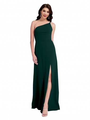 Discount Sleeveless Midnight Green Open Back A-Line One Shoulder Prom Dress Canada