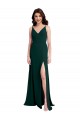 Discount Sleeveless Midnight Green V-Back A-Line V-Neck Stretch Crepe Prom Dress Canada