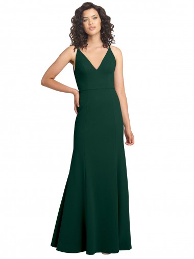 Discount Sleeveless Midnight Green V-Back A-Line V-Neck Prom Dress Canada