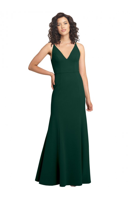 Discount Sleeveless Midnight Green V-Back A-Line V-Neck Prom Dress Canada