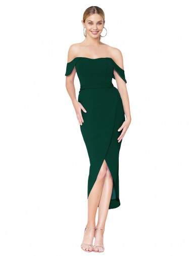 Discount Sleeveless Midnight Green Mermaid Off the Shoulder High Low Prom Dress Canada
