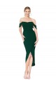 Discount Sleeveless Midnight Green Mermaid Off the Shoulder High Low Prom Dress Canada