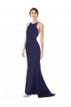 Discount Sleeveless Navy Blue Criss Cross Open Back Mermaid Halter Neck Prom Dress Canada