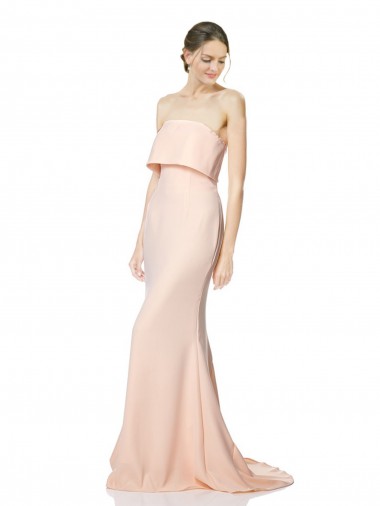 Discount Sleeveless Nude Mermaid Strapless Black Tie Prom Dress Canada