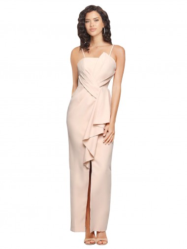 Discount Sleeveless Nude Low Back Sheath Strapless Stretch Crepe Prom Dress Canada
