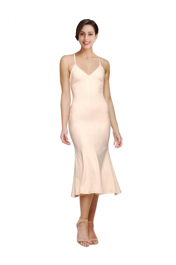 Discount Sleeveless Nude Low Back Sheath V-Neck Prom Dress Canada