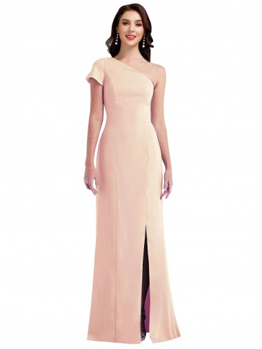 Discount Cap Sleeves Nude Trumpet One Shoulder Prom Dress Canada