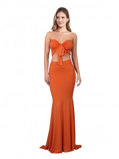 Discount Sleeveless Orange Mermaid Strapless Prom Dress Canada