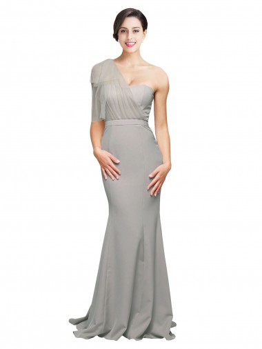 Discount Sleeveless Oyster Silver Low Back Mermaid One Shoulder Prom Dress Canada