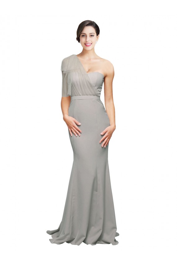 Discount Sleeveless Oyster Silver Low Back Mermaid One Shoulder Prom Dress Canada