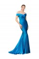 Discount Sleeveless Peacock Blue Mermaid Off the Shoulder Prom Dress Canada