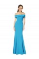 Discount Sleeveless Peacock Blue Sheath Off the Shoulder Prom Dress Canada