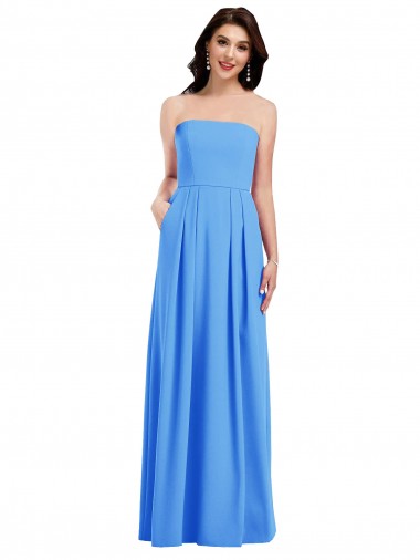Discount Sleeveless Peacock Blue Low Back Trumpet Strapless Prom Dress Canada