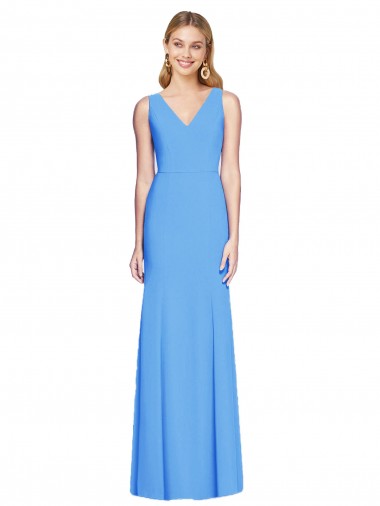 Discount Sleeveless Peacock Blue Keyhole Back Trumpet V-Neck Prom Dress Canada