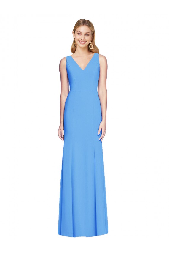 Discount Sleeveless Peacock Blue Keyhole Back Trumpet V-Neck Prom Dress Canada