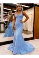 Discount Sleeveless Periwinkle Sheath V-Neck Evening Gown Canada