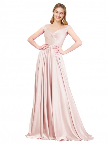 Discount Sleeveless Pink A-Line Off the Shoulder Prom Dress Canada