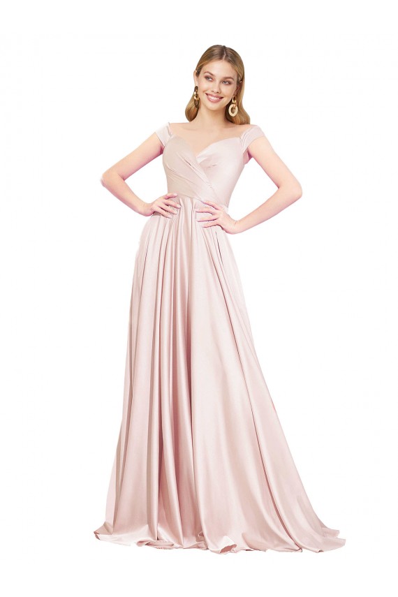 Discount Sleeveless Pink A-Line Off the Shoulder Prom Dress Canada