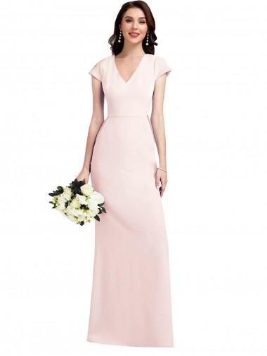 Discount Cap Sleeves Pink A-Line V-Neck Prom Dress Canada