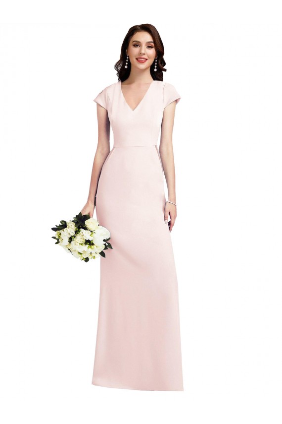 Discount Cap Sleeves Pink A-Line V-Neck Prom Dress Canada