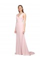 Discount Sleeveless Pink V-Back A-Line V-Neck Black Tie Prom Dress Canada