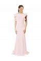 Discount Ruffle Sleeves Pink V-Back Mermaid Sheath Jewel Neck Black Tie Prom Dress Canada