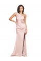 Discount Sleeveless Pink Low Back Sheath Silky Satin One Shoulder Prom Dress Canada