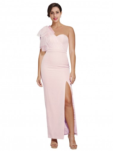 Discount Sleeveless Pink Low Back Sheath One Shoulder Prom Dress Canada