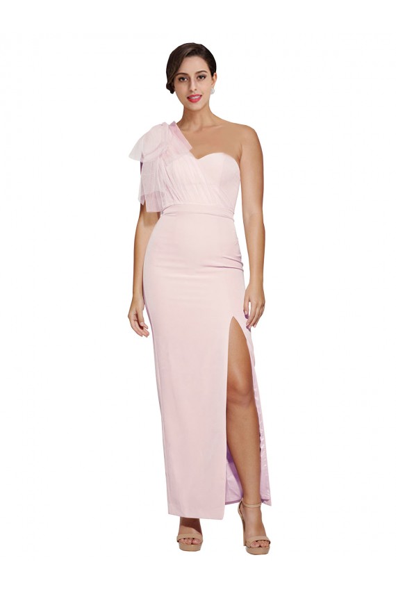 Discount Sleeveless Pink Low Back Sheath One Shoulder Prom Dress Canada
