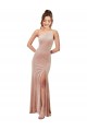 Discount Sleeveless Pink Sheath One Shoulder Stretch Velvet Prom Dress Canada
