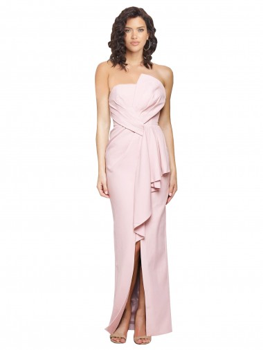 Discount Sleeveless Pink Low Back Sheath Strapless Prom Dress Canada