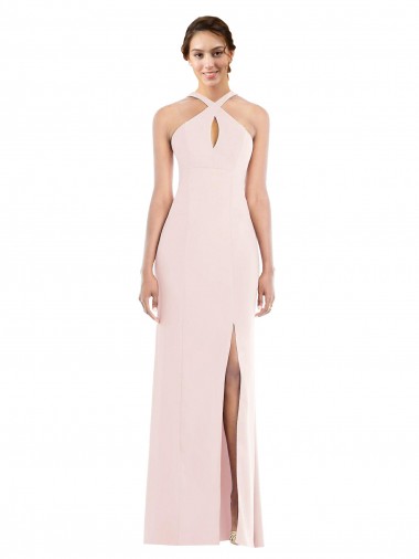 Discount Sleeveless Pink Low Back Trumpet Halter Neck Prom Dress Canada