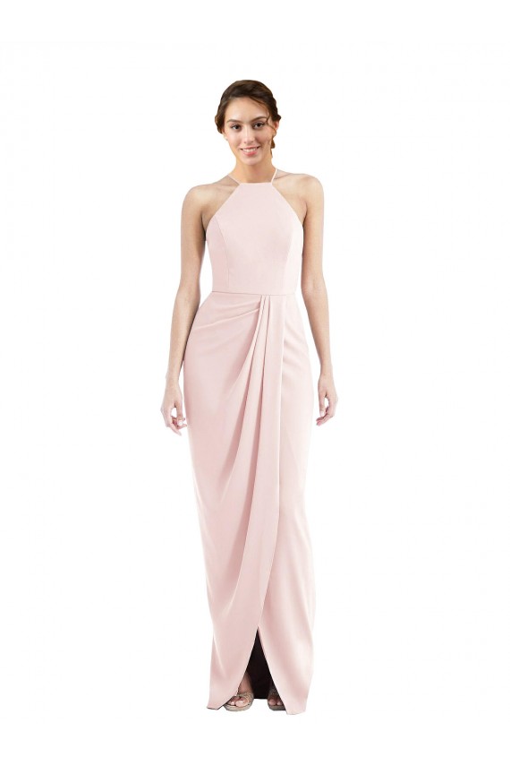 Discount Sleeveless Pink Trumpet Halter Neck Prom Dress Canada
