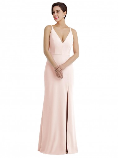 Discount Sleeveless Pink V-Back Trumpet V-Neck Prom Dress Canada