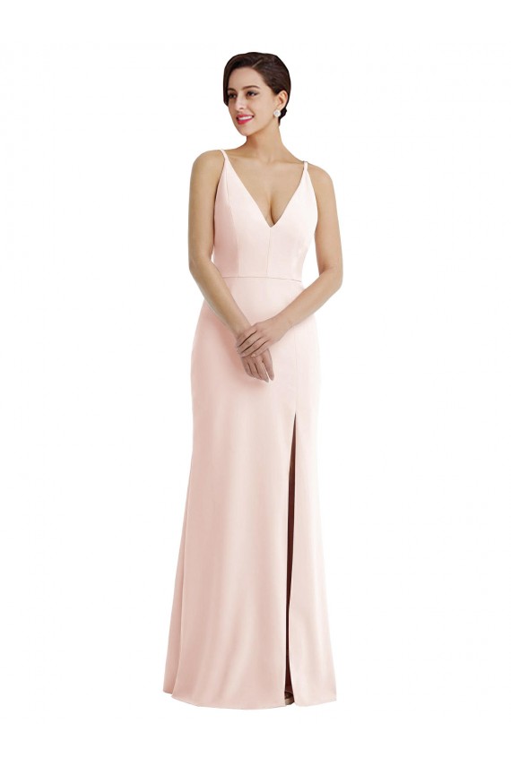Discount Sleeveless Pink V-Back Trumpet V-Neck Prom Dress Canada