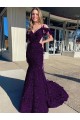 Discount Sleeveless Plum Purple Sheath Spaghetti Straps Prom Dress Canada