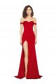 Discount Sleeveless Red A-Line Silky Satin Off the Shoulder Prom Dress Canada