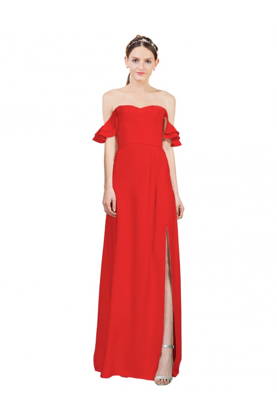 Discount Sleeveless Red A-Line Sweetheart Stretch Crepe Prom Dress Canada